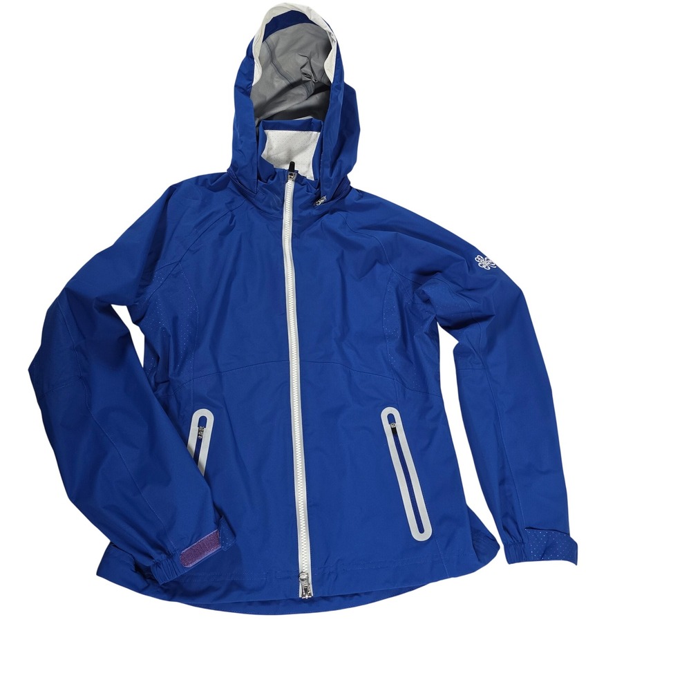 Zero Restriction Erin Hills Women Blue Full Zip Hooded Lightweight Rain Jacket S